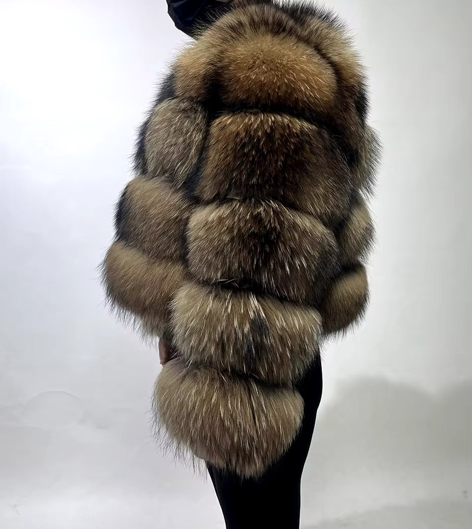 Faux Fur Coat - Brown