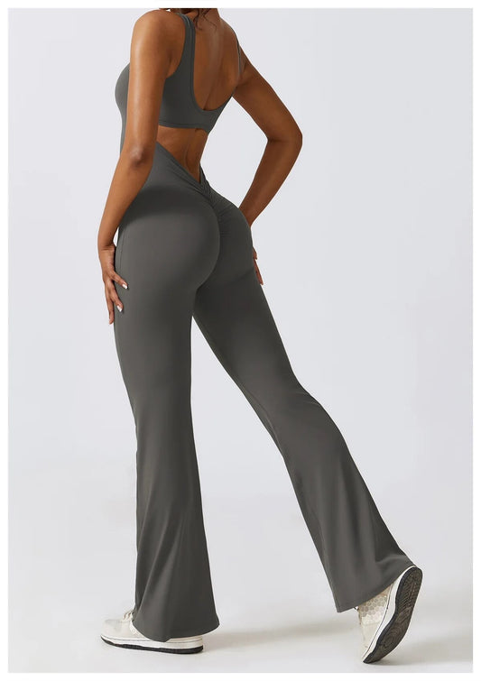 Open Back Jumpsuit - Grey