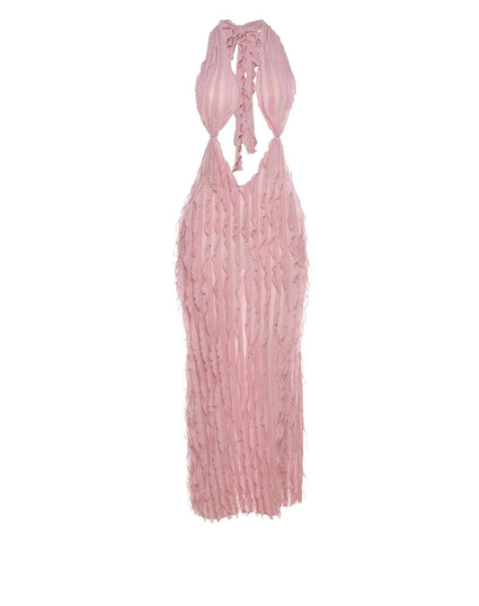 Light Pink Ruffle Maxi Dress